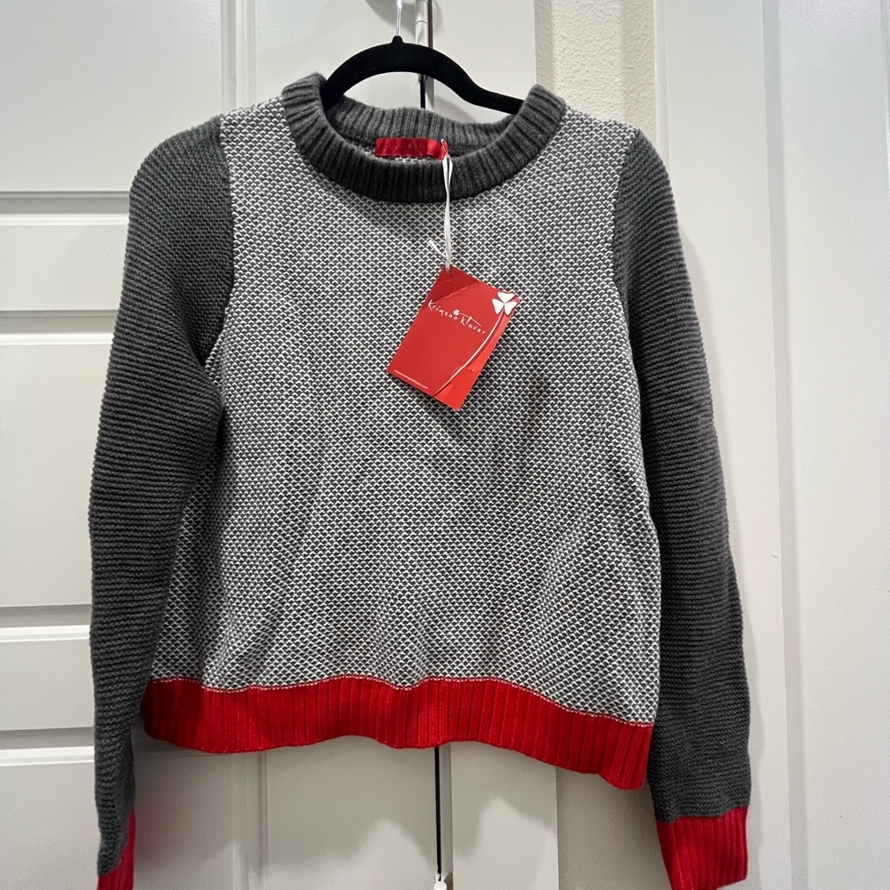 Gray and Red Women's Sweater